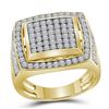 Image 1 : Mens Round Pave-set Diamond Square Frame Cluster Ring 2.00 Cttw 10kt Yellow Gold