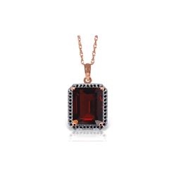 Genuine 7.7 ctw Garnet & Black Diamond Necklace 14KT Rose Gold - REF-70P2H