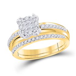 Diamond Bridal Wedding Engagement Ring Band Set 1/2 Cttw 14kt Yellow Gold