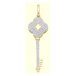 Diamond Quatrefoil Key Pendant 1/2 Cttw 10kt Yellow Gold