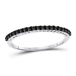 Round Black Color Enhanced Diamond Single Row Band 1/4 Cttw 10kt White Gold