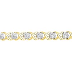 Diamond X Link Fashion Bracelet 1.00 Cttw 10kt Yellow Gold