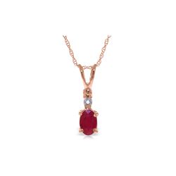 Genuine 0.46 ctw Ruby & Diamond Necklace 14KT Rose Gold - REF-22Y7F