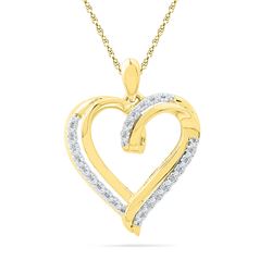 Diamond Heart Pendant 1/10 Cttw 10kt Yellow Gold