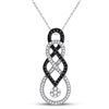 Image 1 : Round Black Color Enhanced Diamond Cluster Pendant 1/3 Cttw 10kt White Gold