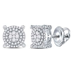 Diamond Circle Cluster Earrings 5/8 Cttw 14kt White Gold