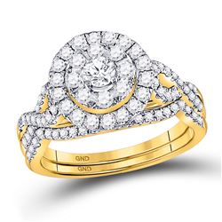 Diamond Bridal Wedding Engagement Ring Band Set 1.00 Cttw 14kt Yellow Gold