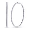 Image 1 : Diamond Large Slender Milgrain Hoop Earrings 1/2 Cttw 10kt White Gold