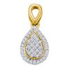 Image 1 : Diamond Cluster Oval Frame Teardrop Pendant 1/8 Cttw 10kt Yellow Gold