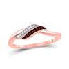 Image 1 : Round Red Color Enhanced Diamond Slender Crossover Ring 1/20 Cttw 10kt Rose Gold