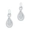 Image 1 : Diamond Oval-shape Dangle Screwback Earrings 1/3 Cttw 10k White Gold