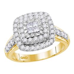 Diamond Square Cluster Bridal Wedding Engagement Ring 1.00 Cttw 14kt Yellow Gold