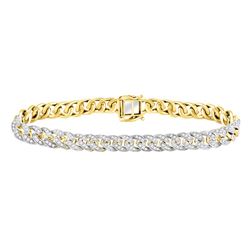 Mens Diamond Cuban Link Choker Bracelet 2-5/8 Cttw 10kt Yellow Gold