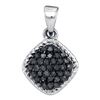 Image 1 : Round Black Color Enhanced Diamond Cluster Pendant 1/4 Cttw 10kt White Gold