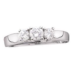 Diamond 3-stone Bridal Wedding Engagement Ring 1-1/2 Cttw 14kt White Gold