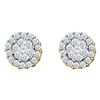 Image 1 : Diamond Flower Cluster Screwback Earrings 3/4 Cttw 14kt Yellow Gold