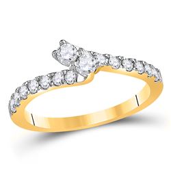 Diamond 2-stone Bridal Wedding Engagement Ring 1/2 Cttw 14kt Yellow Gold