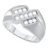 Image 1 : Mens Round Channel-set Diamond Triple Row Band Ring 1/2 Cttw 10kt White Gold