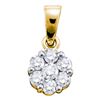 Image 1 : Diamond Flower Cluster Pendant 3/4 Cttw 14kt Yellow Gold