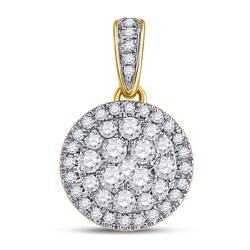 Diamond Halo Cluster Pendant 1/2 Cttw 14kt Yellow Gold