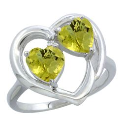 2.60 CTW Lemon Quartz & Diamond Ring 10K White Gold - REF-23M2K