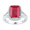 Image 1 : Emerald Lab-Created Ruby Solitaire Diamond Ring 4-5/8 Cttw 10kt White Gold