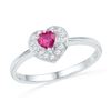 Image 1 : Round Lab-Created Pink Sapphire Heart Ring 1/10 Cttw 10kt White Gold