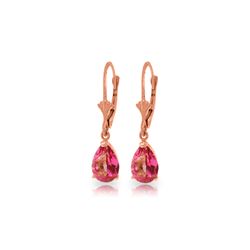 Genuine 2.85 ctw Pink Topaz Earrings 14KT Rose Gold - REF-29W3Y