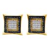 Image 1 : Mens Yellow Blue Color Enhanced Diamond Square Cluster Earrings 1/3 Cttw 10kt Yellow Gold