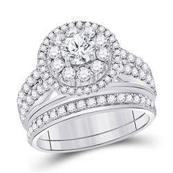 Diamond Bridal Wedding Engagement Ring Band Set 1-1/5 Cttw 14kt White Gold