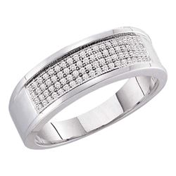 Mens Diamond Wedding Band Ring 1/4 Cttw 10kt White Gold