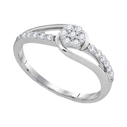 Diamond Flower Cluster Slender Ring 1/4 Cttw 10kt White Gold