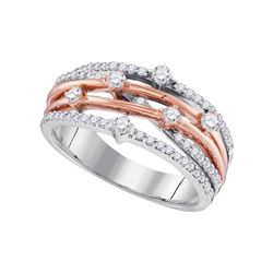 Diamond Crossover Strand Band Ring 1/2 Cttw 10kt Two-tone White Gold