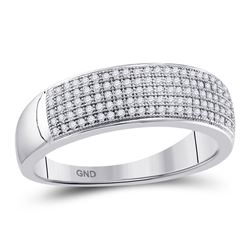 Mens Diamond Wedding Band Ring 1/3 Cttw 10kt White Gold