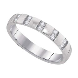 Mens Diamond Machine-set Comfort 4mm Wedding Band Ring 1/6 Cttw 10kt White Gold