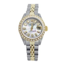 Rolex Pre-owned 26mm Womens Custom White Mother of Pearl Two Tone - REF-550X3K