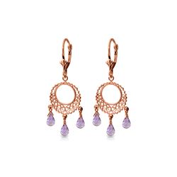 Genuine 3.75 ctw Amethyst Earrings 14KT Rose Gold - REF-43Z8N