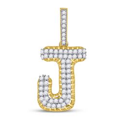 Mens Diamond "J" Letter Charm Pendant 1-1/4 Cttw 10kt Yellow Gold