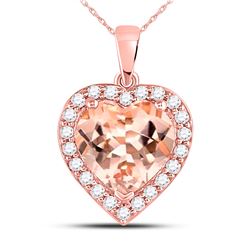 Morganite Heart Diamond Pendant 2-1/4 Cttw 10kt Rose Gold