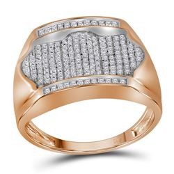 Mens Diamond Rectangle Arched Cluster Ring 1/2 Cttw 10kt Rose Gold