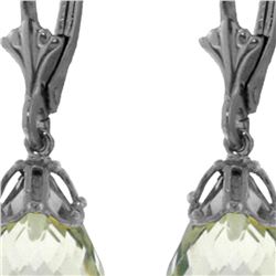 Genuine 14 ctw Green Amethyst Earrings 14KT White Gold - REF-34N3R