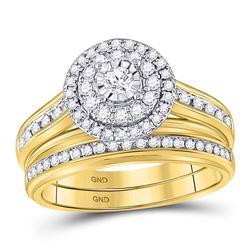 Diamond Bridal Wedding Engagement Ring Band Set 1/2 Cttw 14kt Yellow Gold