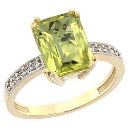 3.70 CTW Lemon Quartz & Diamond Ring 10K Yellow Gold - REF-31Y3V