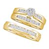 Image 1 : His & Hers Diamond Cluster Matching Bridal Wedding Ring Band Set 1/2 Cttw 14kt Yellow Gold