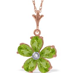 Genuine 2.22 ctw Peridot & Diamond Necklace 14KT Rose Gold - REF-30T2A