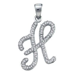 Diamond Cursive Letter H Pendant 1/5 Cttw 10kt White Gold