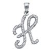 Image 1 : Diamond Cursive Letter H Pendant 1/5 Cttw 10kt White Gold