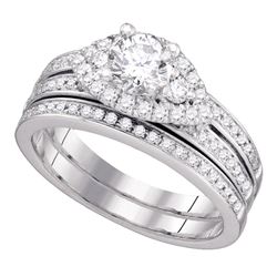 Diamond Bridal Wedding Engagement Ring Band Set 1.00 Cttw 14kt White Gold