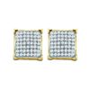 Image 1 : Diamond Square Cluster Earrings 1/6 Cttw 10kt Yellow Gold