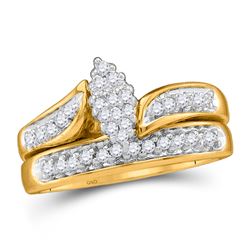 Diamond Bridal Wedding Engagement Ring Band Set 1/4 Cttw 10kt Yellow Gold